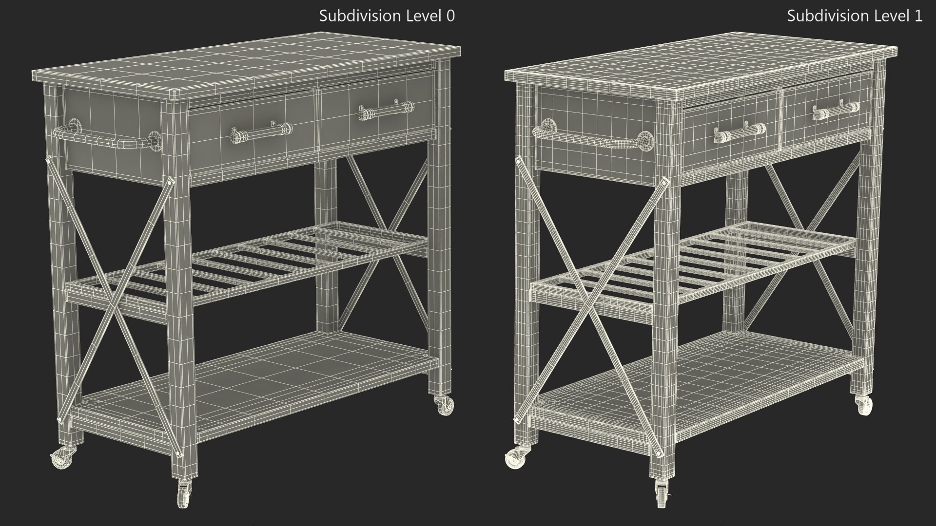 Mobile Kitchen Table Wood Model - TurboSquid 2133843
