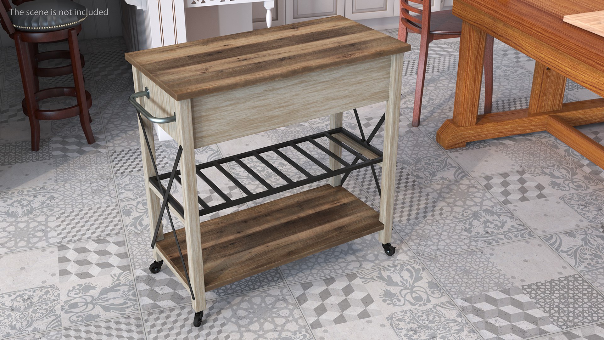 Mobile Kitchen Table Wood Model TurboSquid 2133843