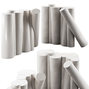 468 interior sculptures 17 art object tilted columns in 2 options 3D