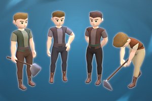 3D model Stylized NPC - Peasant Bryon