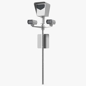 3D Traffic Control Red Light Camera on Pole