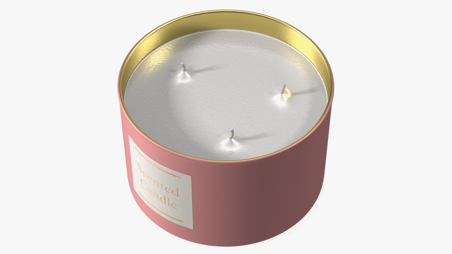 Scented Candle Pink with 3 Wicks 3D model preview