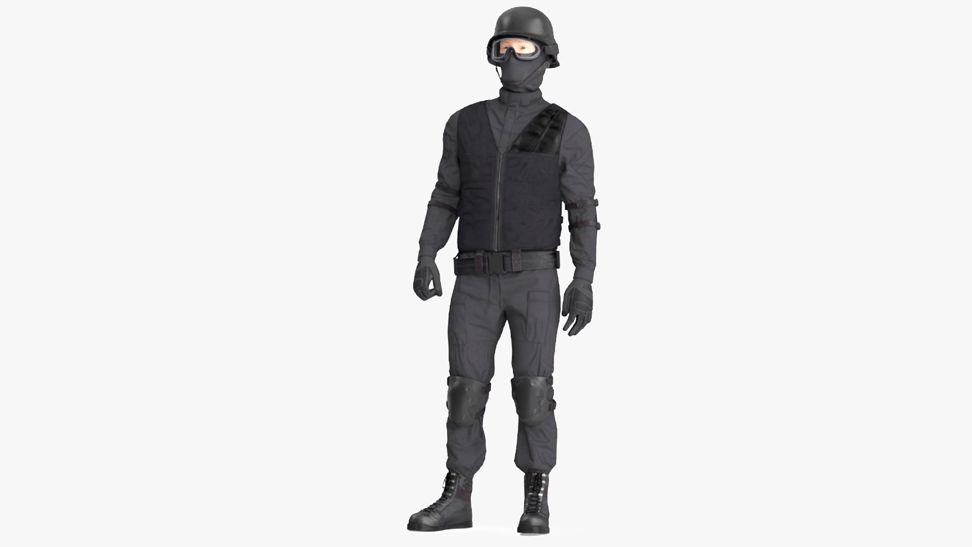 Tactical SWAT Officer Rigged for Cinema 4D 3D model preview