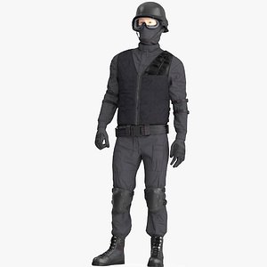 3D Tactical SWAT Officer Rigged for Cinema 4D model