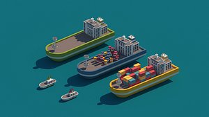 Cartoon Low Poly Ship Package