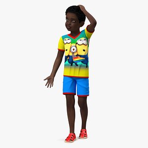 3D Black Child Boy