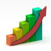 Growing bar chart with arrow