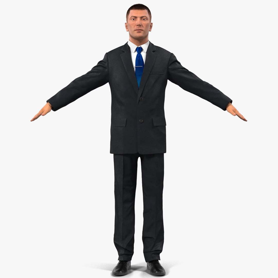 European Businessman with Hair 3D Model 3D model preview