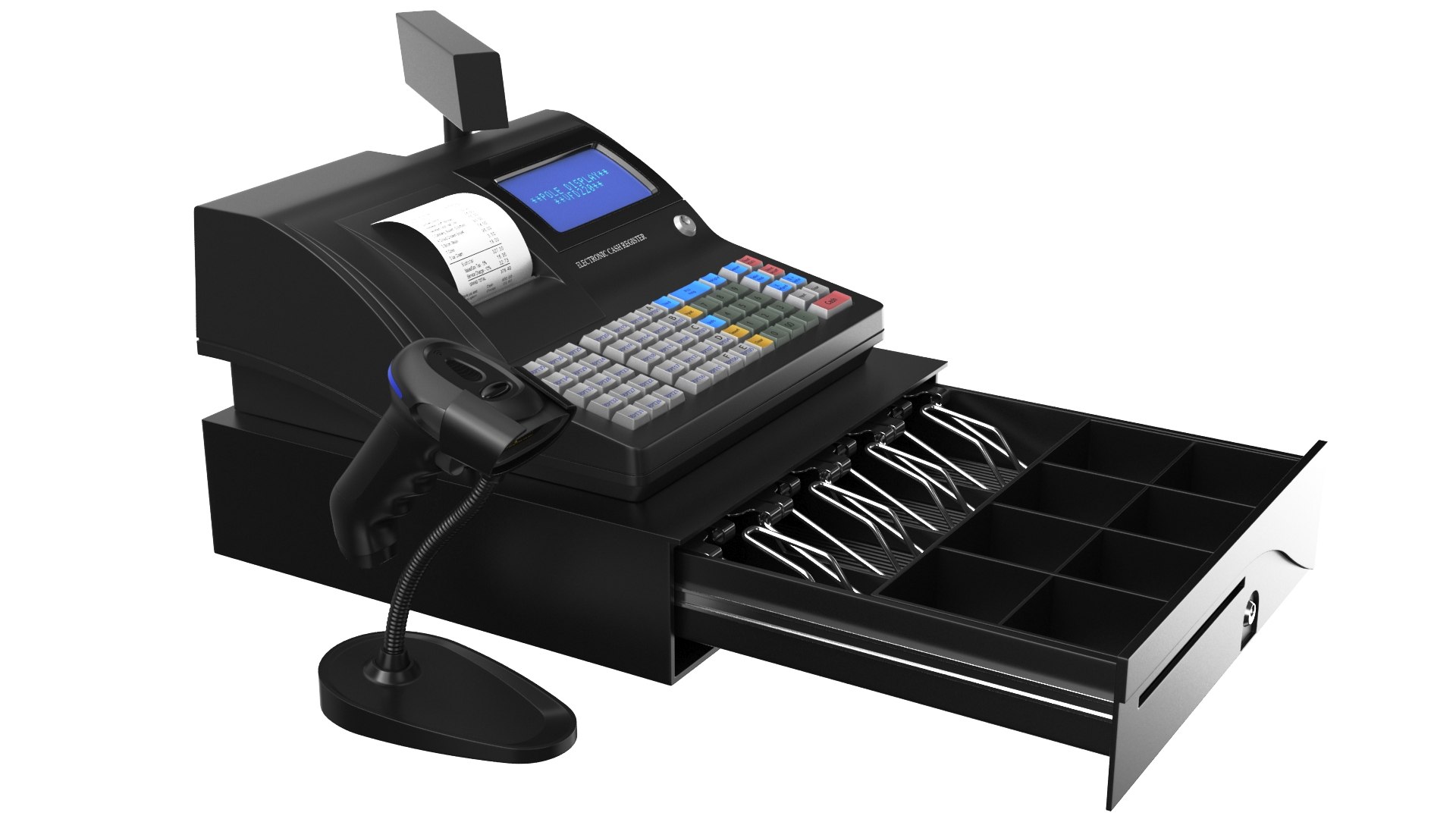 3D Model Cash Register With Barcode Scanner TurboSquid 1973424