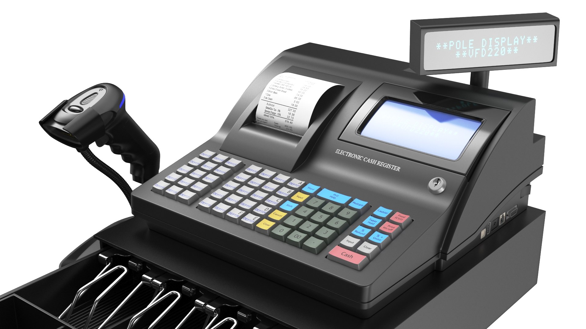 3D Model Cash Register With Barcode Scanner TurboSquid 1973424