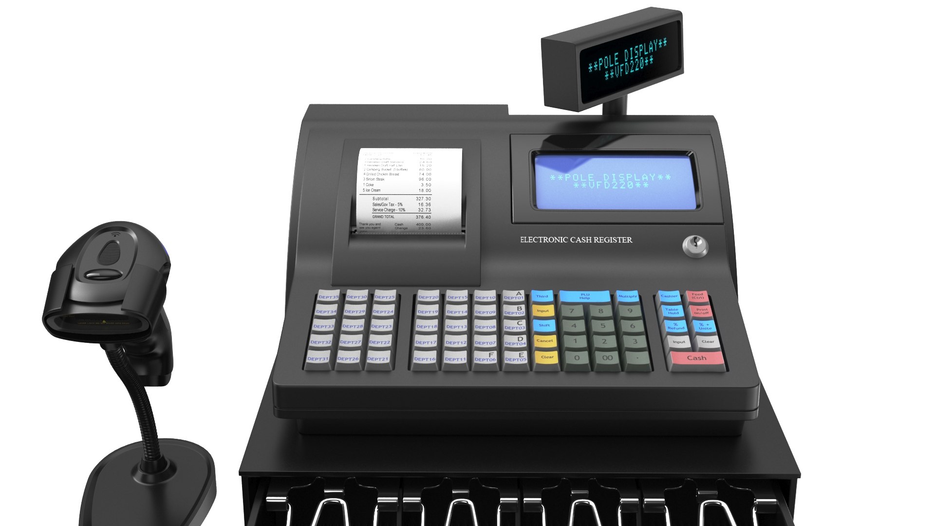 3D Model Cash Register With Barcode Scanner TurboSquid 1973424