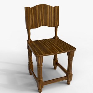 Rustic Hardwood Chair Photorealistic 3D model