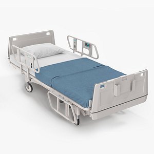 Hospital Bed with Adjustable Side Rails Rigged for Cinema 4D model
