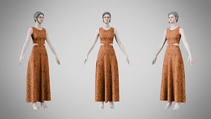 3D Dress 31 Amber Thread Brocade model