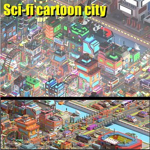Sci-fi cartoon city1 3D model