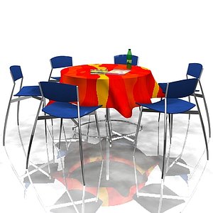 restaurant table chairs 3d model