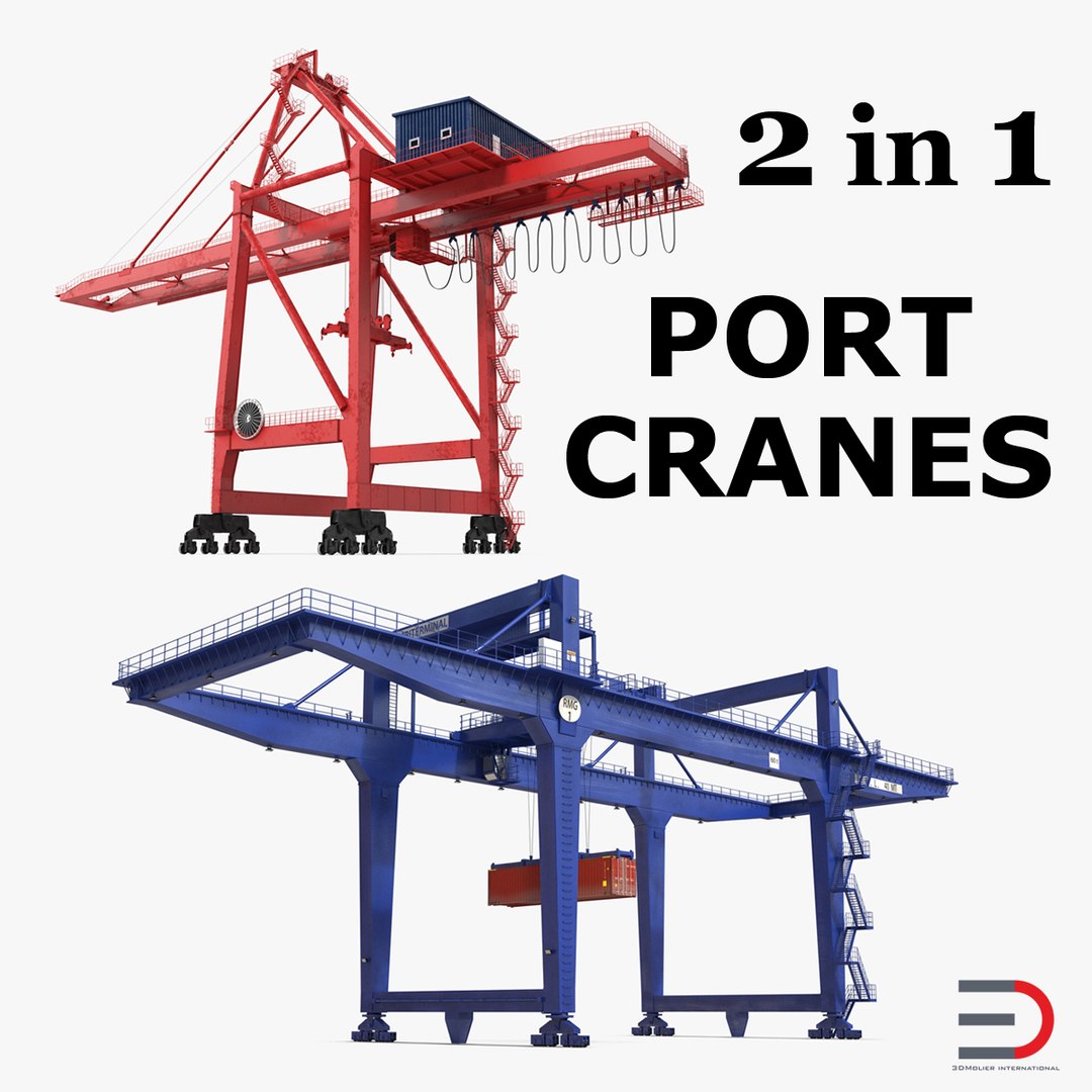 Port Cranes 3D Models Collection 3D model preview
