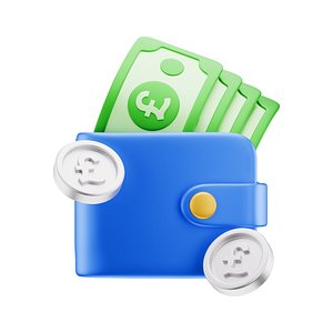 Wallet Coins Banknote Pound Icon 3D model