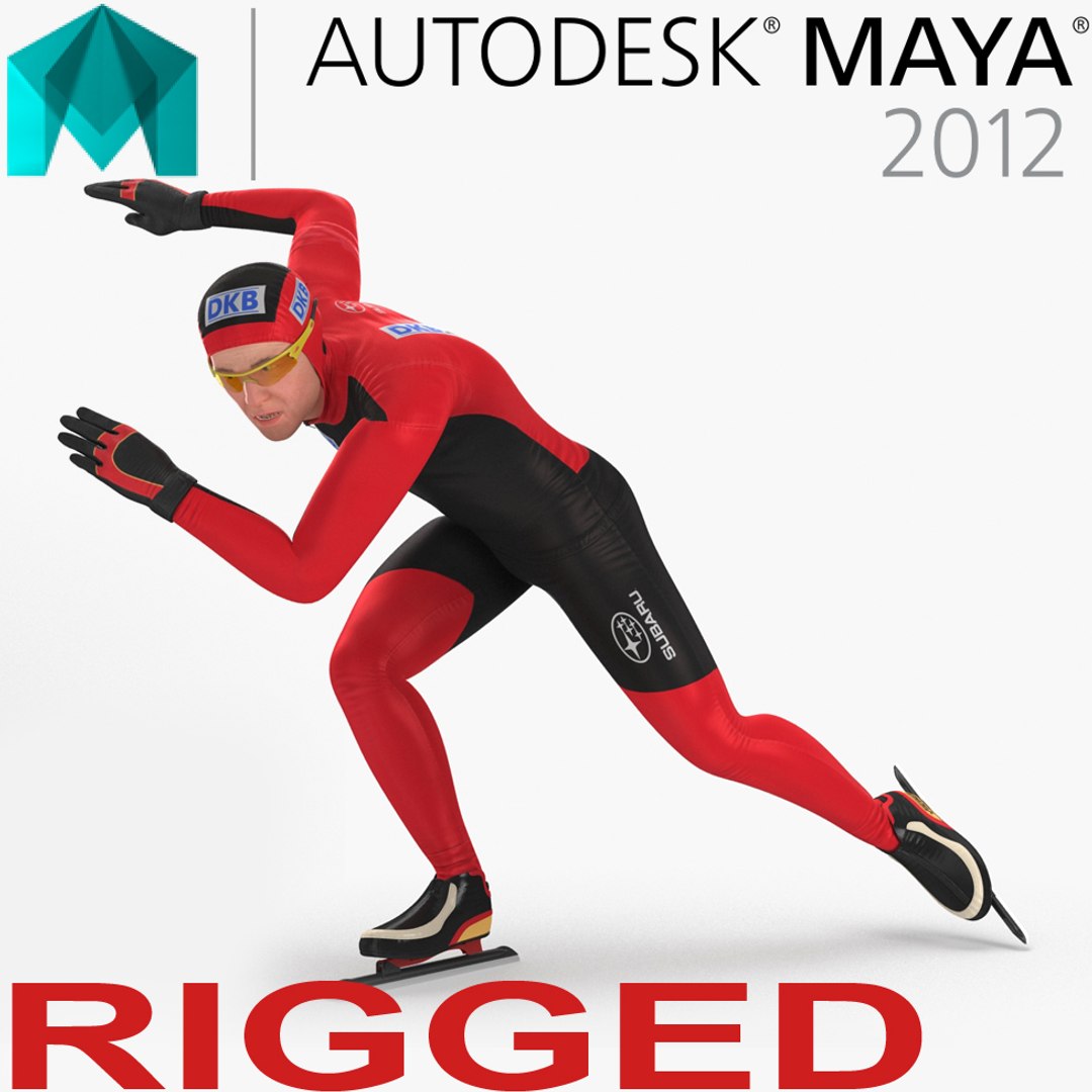 Speed Skater Rigged for Maya 3D Model 3D model preview