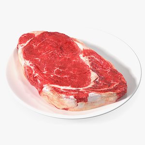 Meat Slice Fresh on Plates 3D model