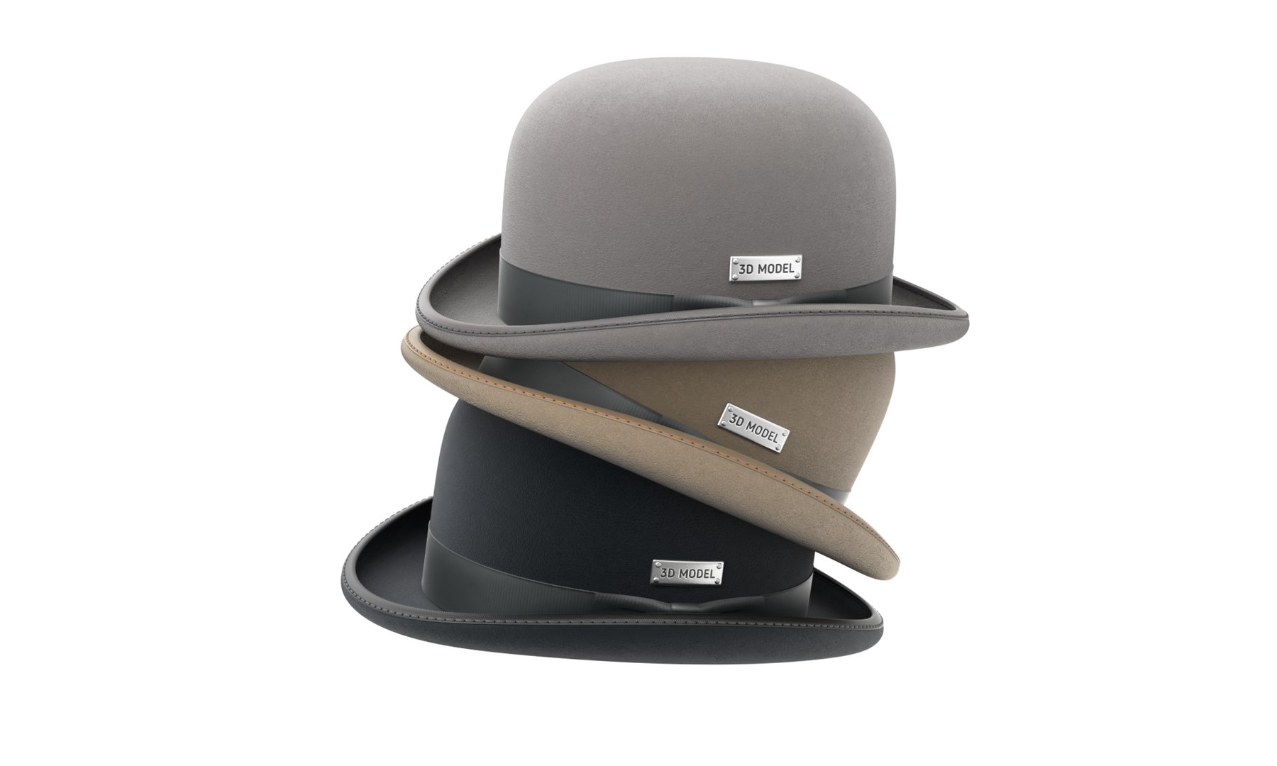 Bowler Hat 3D https://p.turbosquid.com/ts-thumb/vd/MYxKSc/ez/bowlerhatts03/png/1699711106/1920x1080/fit_q87/4b44e71261ec470c3e1f53a1ae935d6011598d0a/bowlerhatts03.jpg