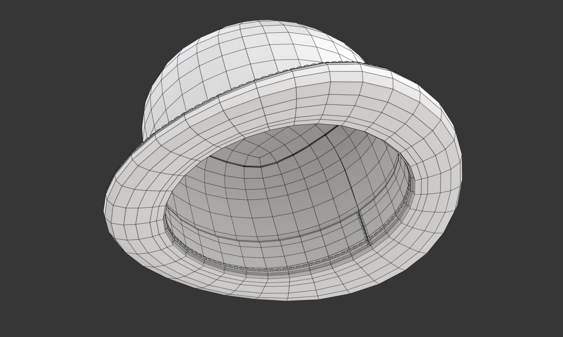 Bowler Hat 3D https://p.turbosquid.com/ts-thumb/vd/MYxKSc/kb/wireframe02/png/1699711143/1920x1080/fit_q87/c6b82308a99524dfc4d53c8b576b3e9ce295ac18/wireframe02.jpg