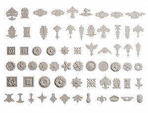 3D Molding Scroll Ornament Rosette Carved Pattern Decoration Embossment Relievo Anaglyph