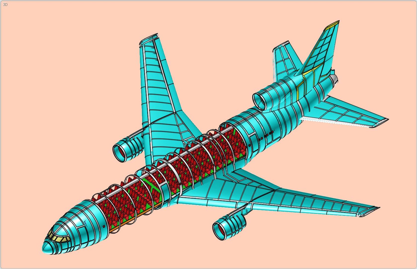 lockheed l1011 aircraft solid dwg