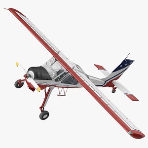 3D Airplane Wilga PZL 104 Flag Color Simple Interior