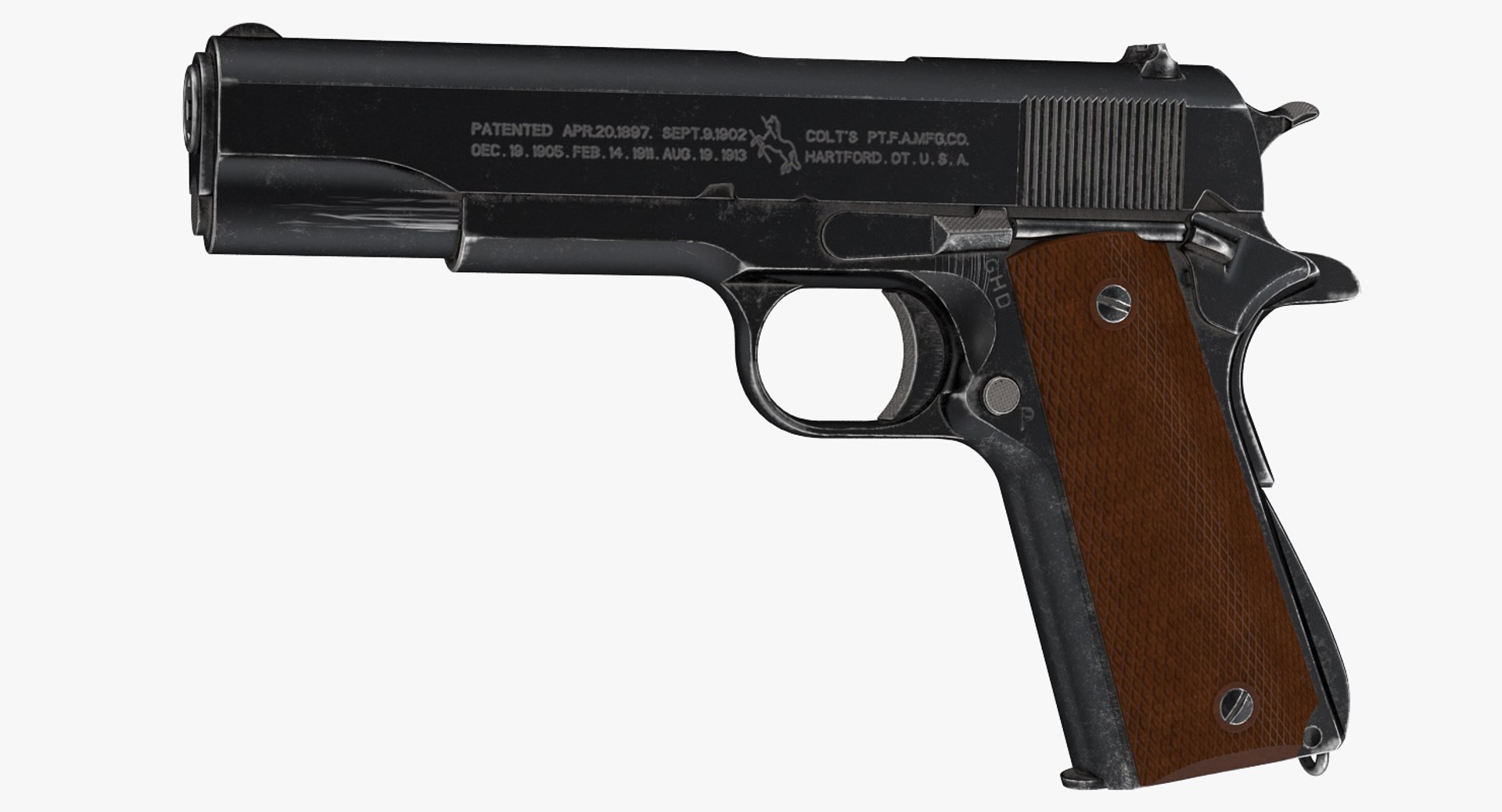 Colt M1911 Special Combat Pistol Black 3D model preview