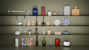 Low Poly Kitchen Props Set