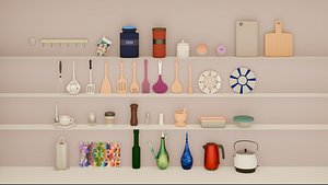 Low Poly Kitchen Props Set 3D model
