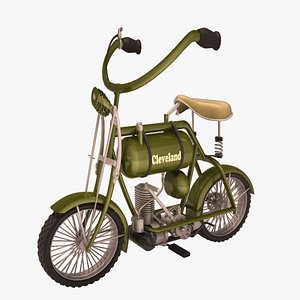 antique cartoon motorcycle 3d model