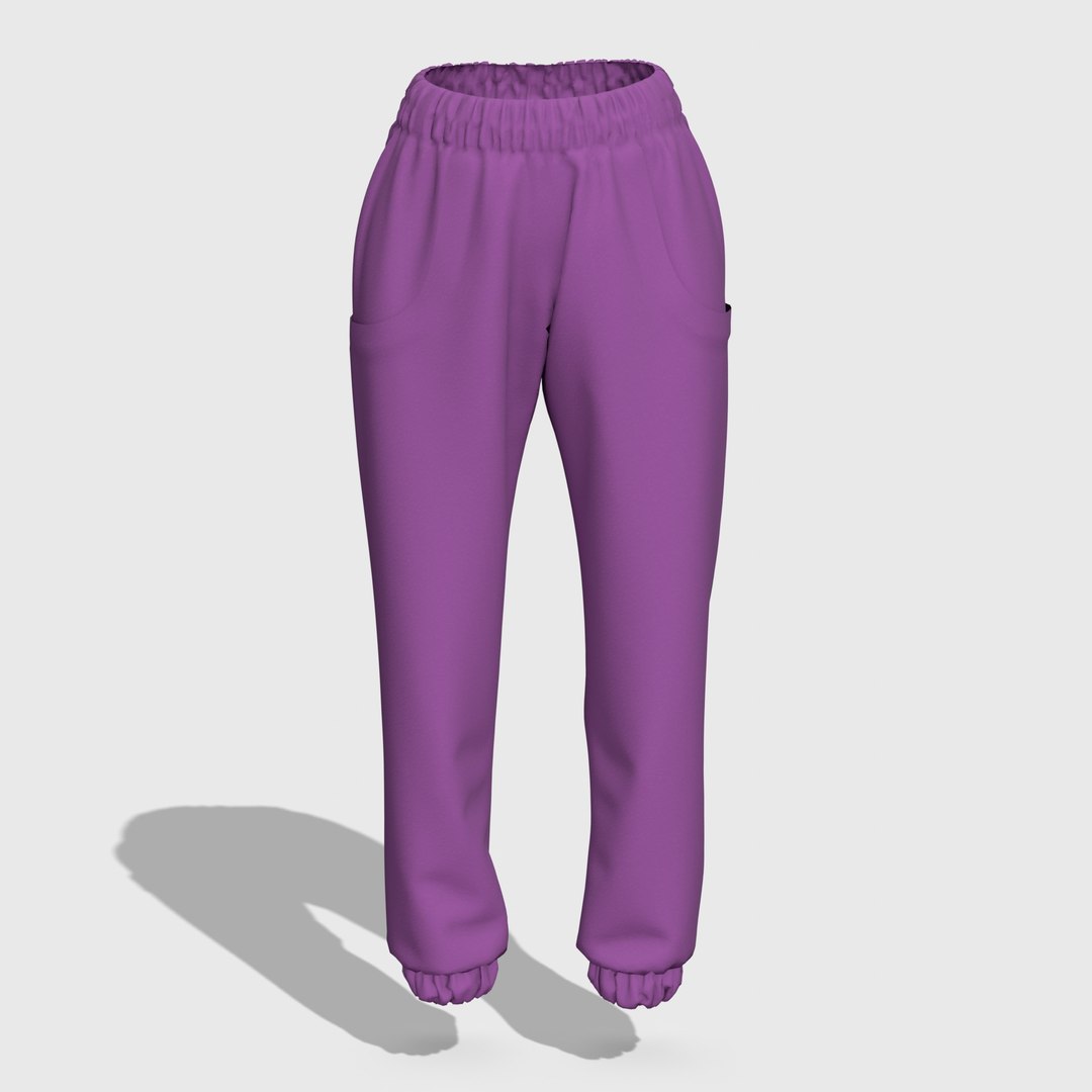 Lilac Fleece Sweatpants With Elastic Band Model - TurboSquid 2135623