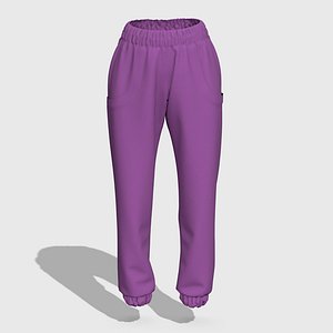 Lilac fleece sweatpants with elastic band model