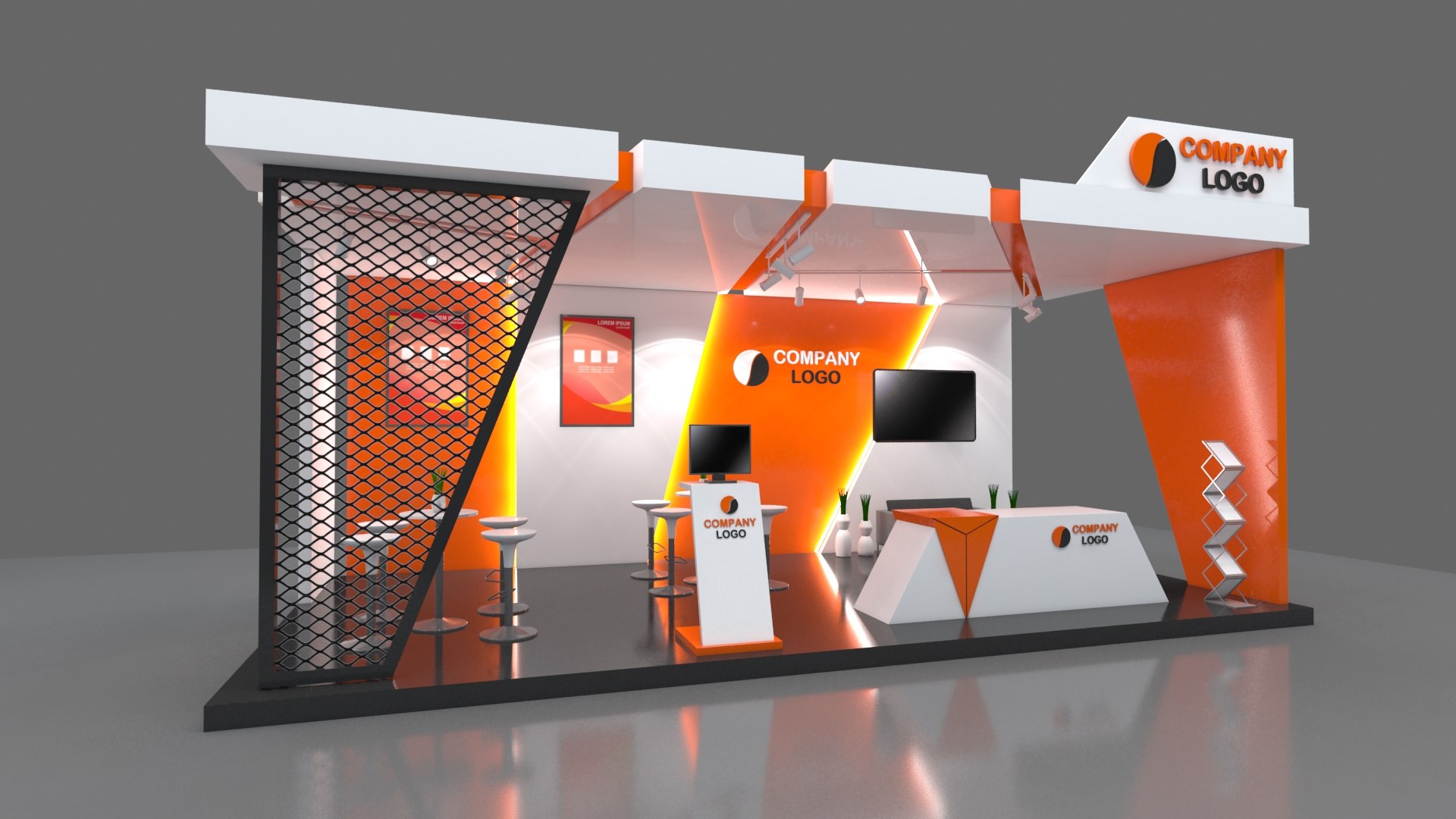 3D Booth 4x8 orange model - TurboSquid 1770994