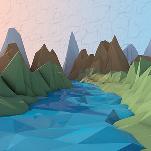 Low Poly Cartoon River Environmenrt