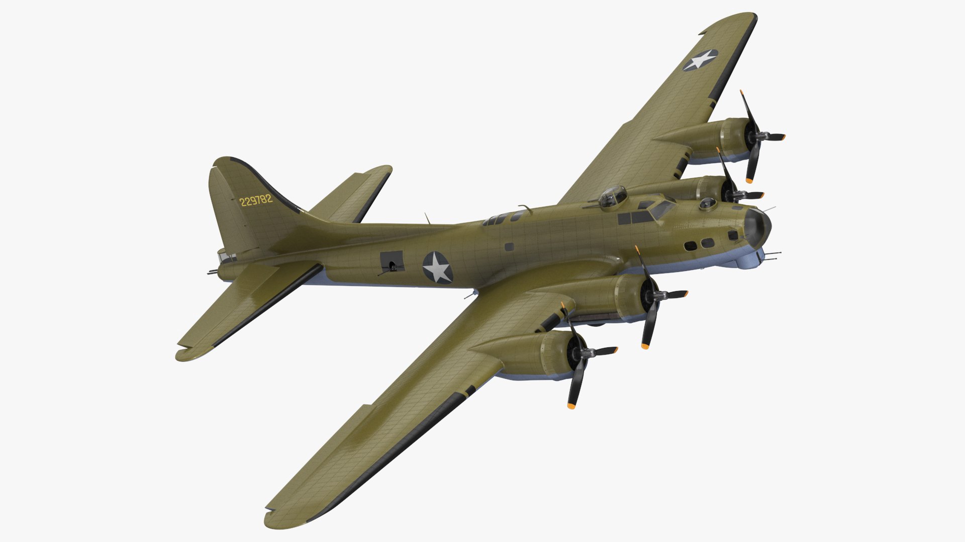 Boeing B-17 Bomber Rigged for Cinema 4D 3D model preview