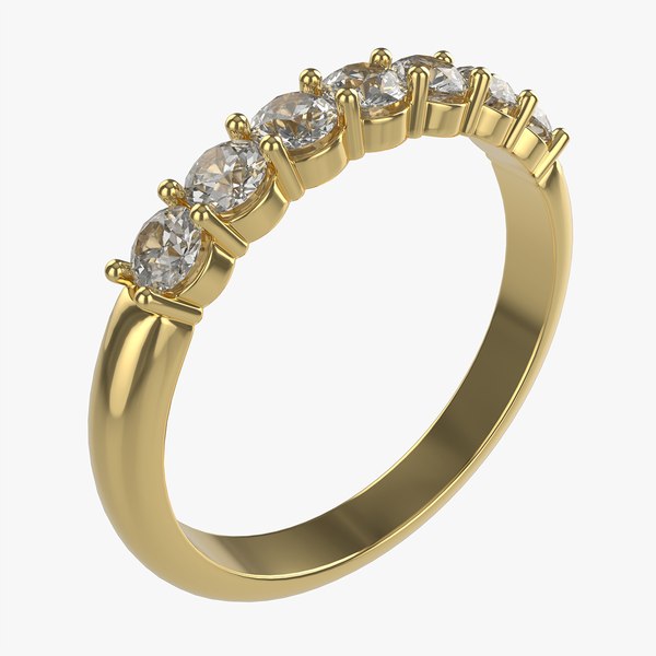 3D Gold Diamond Ring Jewelry 01