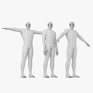 Male Hero in Three Poses Base Mesh