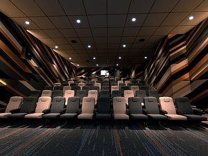 Modern Cinema Theater Auditorium Interior PBR Game Ready 3D model