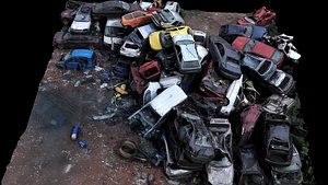 3D cars wreckage abandoned area part3 drone photogrammetry model