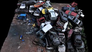 cars wreckage abandoned area part3 drone photogrammetry