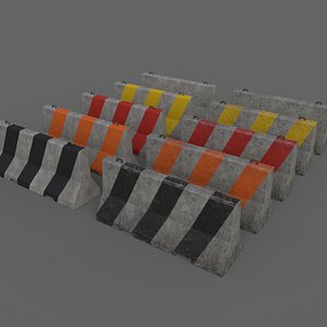 3D model PBR Concrete Barrier V2
