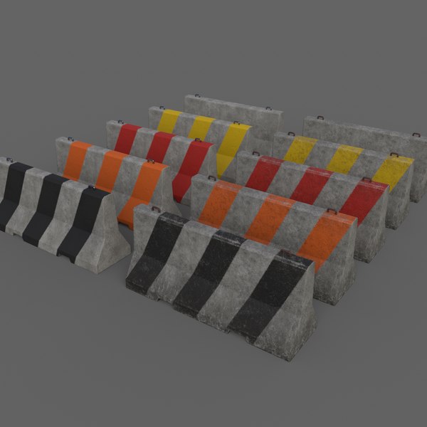 3d model pbr concrete barrier v2