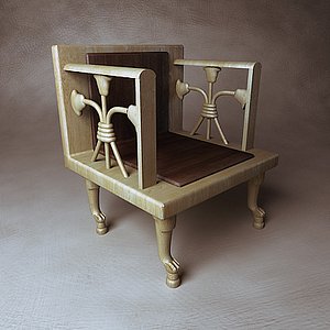 egyptian wooden chair throne 3d model