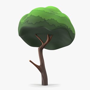 3D model Small Cartoon Tree Crooked Handpaint Texture