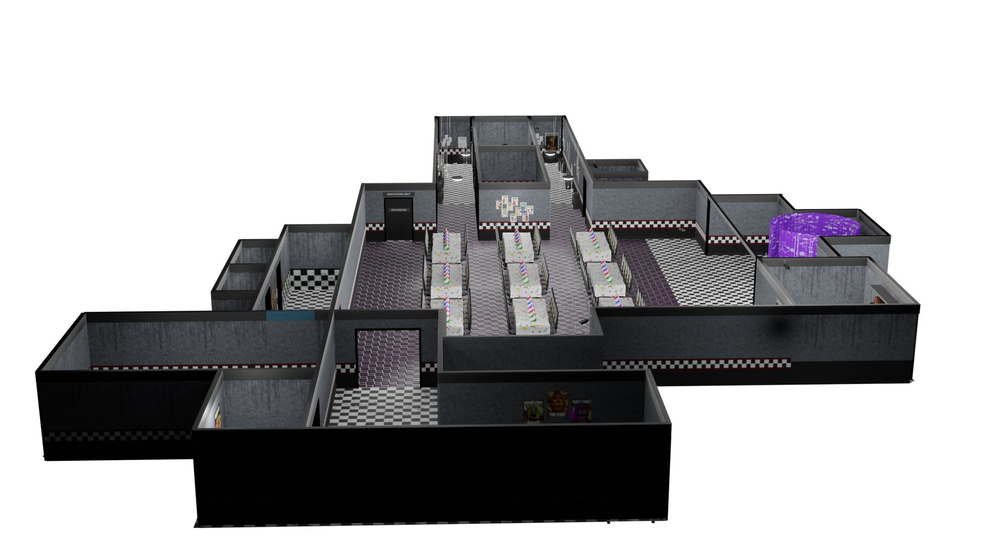 Fnaf 1 Map Complete Model - TurboSquid 1831780