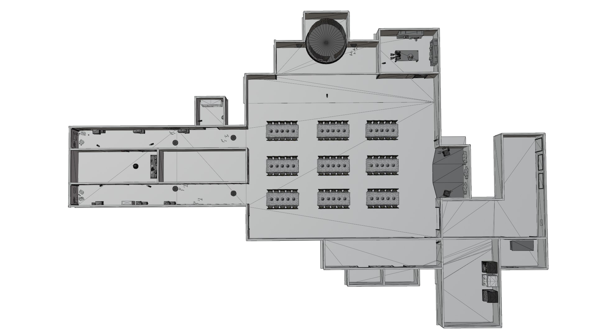 Fnaf 1 Map Complete Model TurboSquid 1831780   Fnaf1maptopviewwireframe 