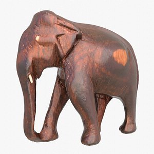 3D Elephant wood handmade sculpture 01 high-poly 3D model model